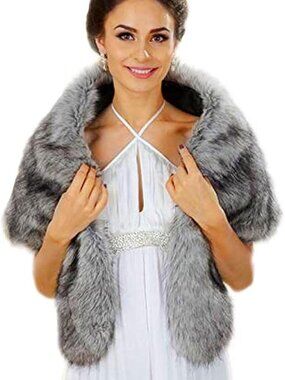 Gray fur shawl
